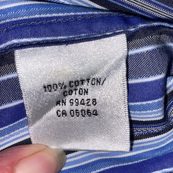 Bugatchi UOMO Blue Pinstriped Long Sleeve Button Down Mens Dress Shirt-Size M - Picture 6 of 10